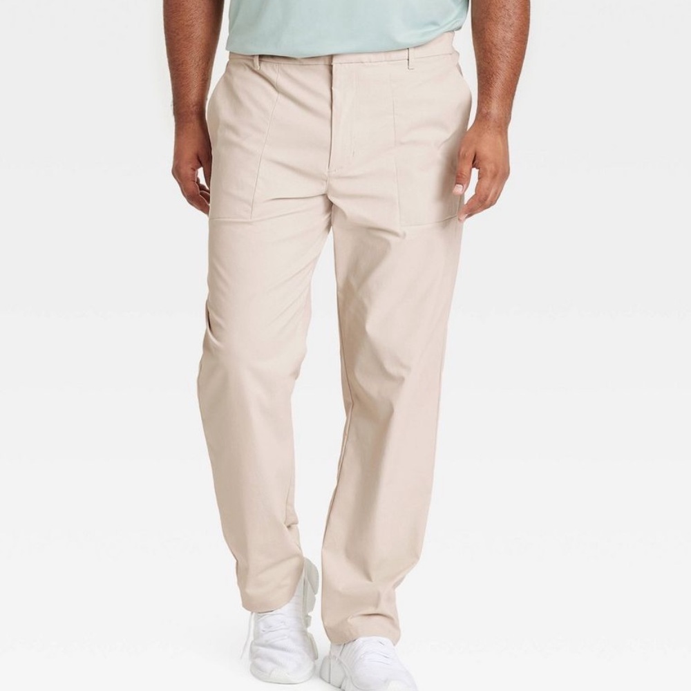 NEW! All in Motion Men's 36 X 32 Commuter Pants Stone Light Khaki Chinos Tech